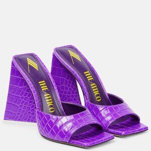 The Attico Devon Croc-Effect Mules in Neon Violet Purple 37 7